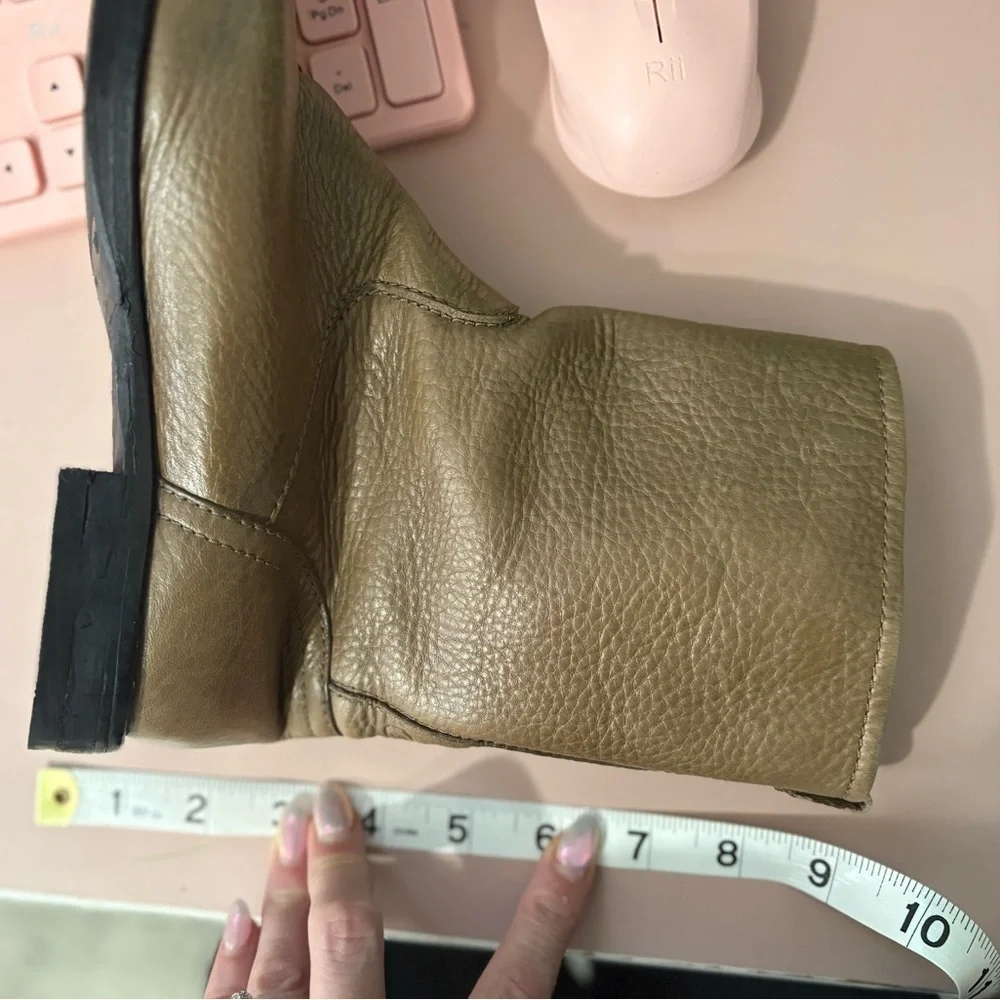 Coach Women’s Callan Pebble Leather Mid Calf Boots | Light Brown Boot | Size 6.5